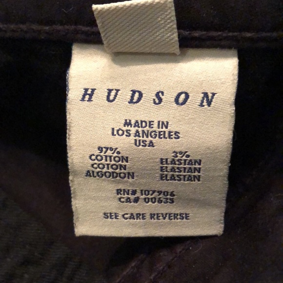 💫 Hudson Jeans cropped black brushed cotton button back pocket pants - Picture 10 of 12